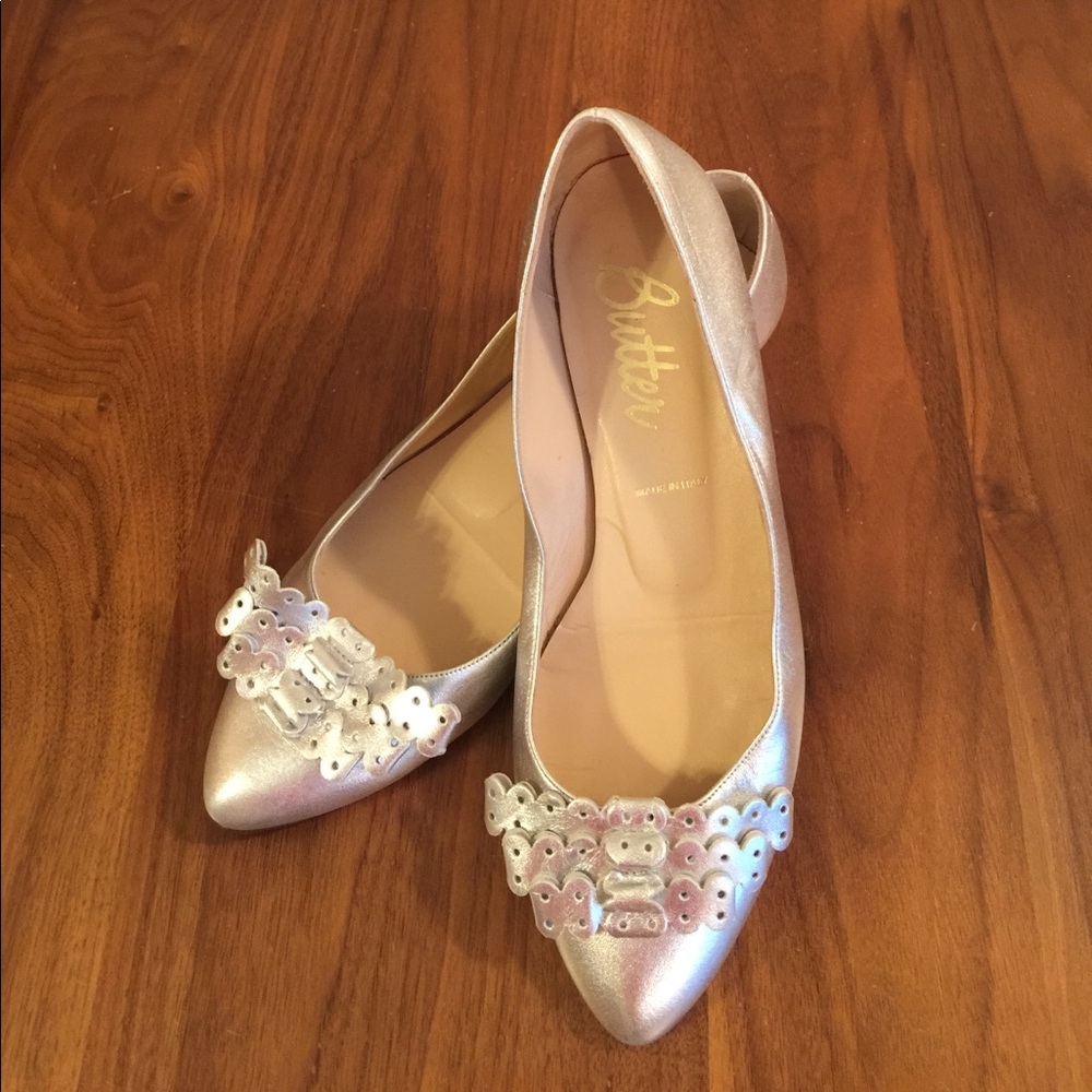 Butter Shoes Metallic Flats with Decorative Bow